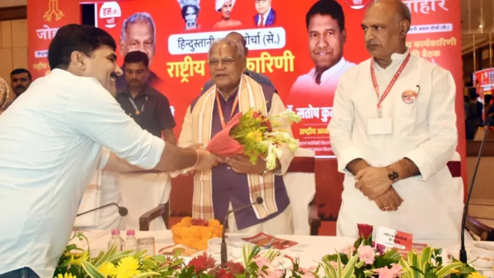 रांची में हिन्दुस्तानी अवामी मोर्चा की राष्ट्रीय कार्यकारिणी की बैठक में जीतनराम मांझी। फोटो- जागरण