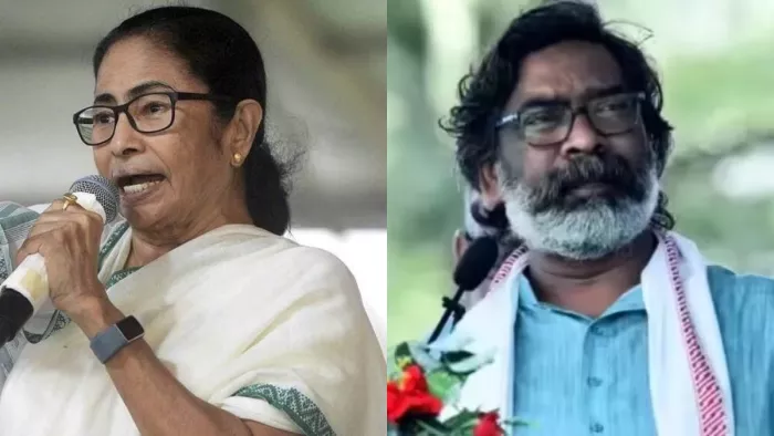 बंगाल के मुख्यमंत्री ममता बनर्जी और झारखंड के मुख्यमंत्री हेमंत सोरेन। फाइल फोटो