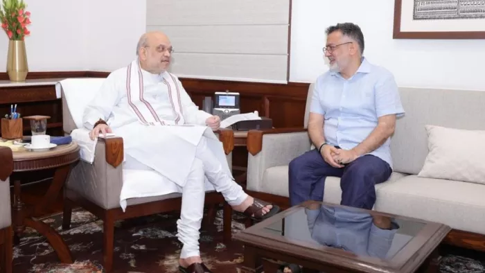 शिया नेता इमरान अंसारी ने अमित शाह से की मुलाकात। फोटो एक्स