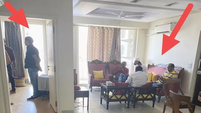 सोनाली फोगाट के परिजन (दाएं) और जांच करती गोवा पुलिस (बाएं)। (फोटो क्रेडिट- सजंय गुलाटी)