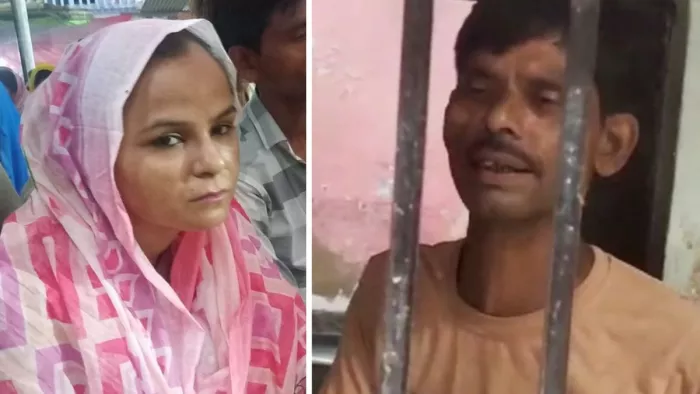 बाएं से फरीन व स्वजन पकड़ा गया आरोपित गुलफाम। स्रोत : इंटरनेट मीडिया