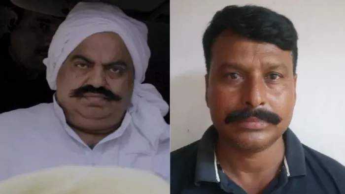 धूमनगंज पुलिस की गिरफ्त में माफिया अतीक का गुर्गा शाकिर।