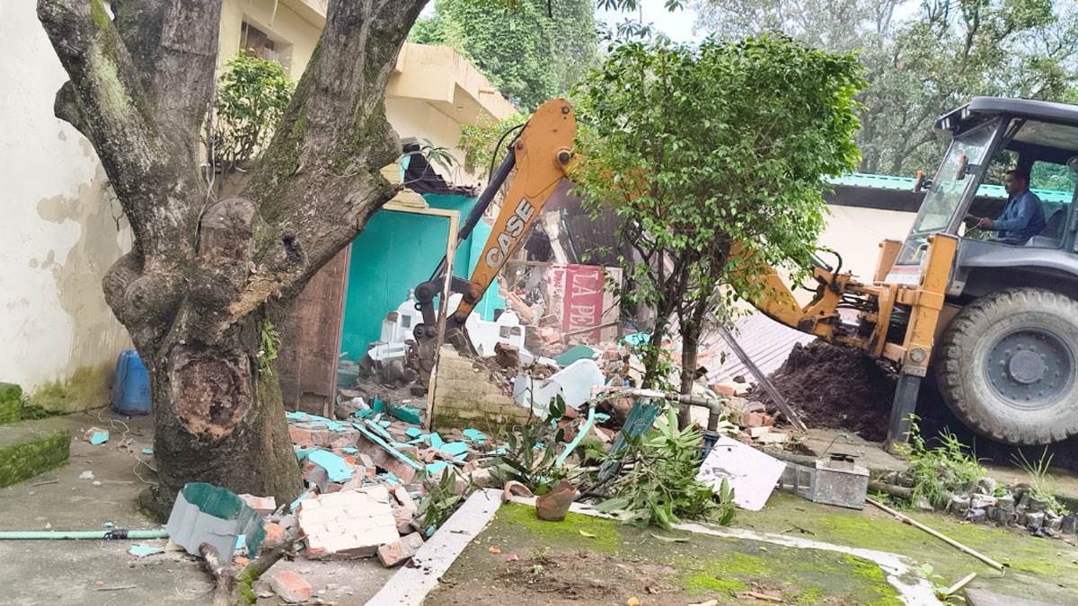 bulldozer action anti encroachment drive removes illegal structures