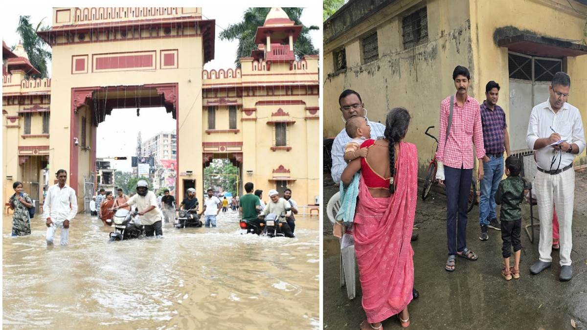 record rainfall disrupts life breaks 125 year record flood like situation in bhu doctors opd held in the parking lot