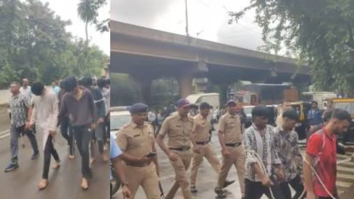 नासिक: सरगना की जेल से रिहाई का जश्न मनाना गुर्गों को पड़ा भारी, पुलिस ने पकड़कर सड़क पर कराई परेड