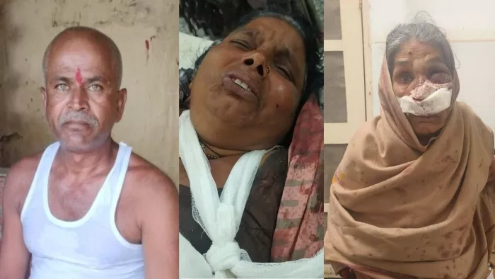 बाएं से मृतक शिवधनी साहनी, घायल पत्नी और मां - जागरण