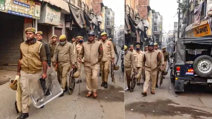 संभल हिंसा के बाद मौजूद पुलिस - जागरण