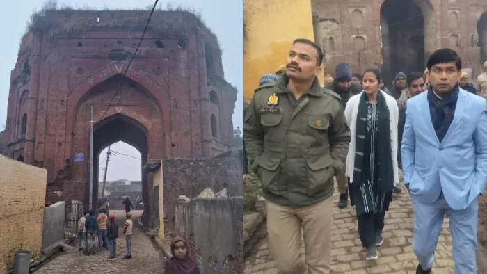 संभल के सौधन में स्थित प्राचीन किला, डीएम और एसपी ने लिया यहां जायजा। जागरण