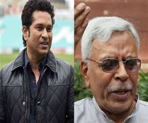 शिवानंद तिवारी एवं सचिन तेंदुलकर। फाइल तस्&zwj;वीरें।