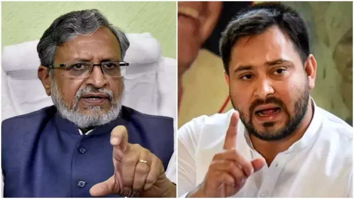 तेजस्वी यादव और सुशील मोदी। फोटो- जागरण