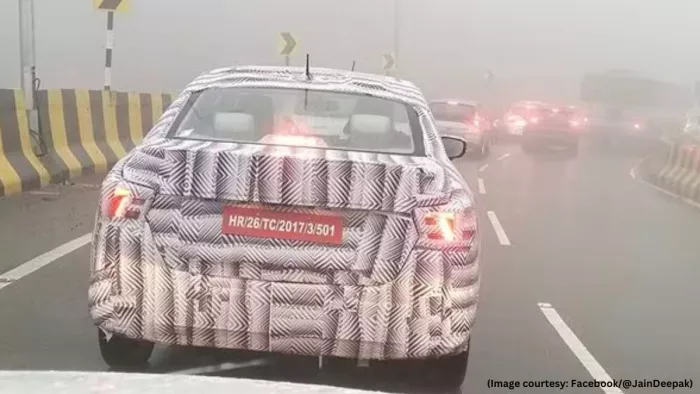 Maruti Suzuki Dzire facelift टेस्टिंग के दौरान फिर स्पॉट हुई है।