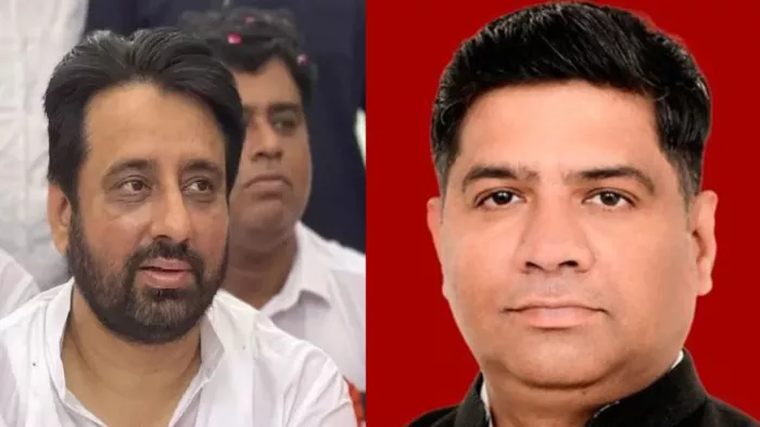 आप विधायक अमानतुल्लाह खान और विधायक दिनेश मोहनिया। फाइल फोटो- ANI