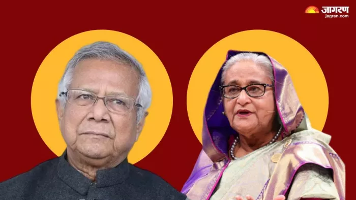 मोहम्मद यूनुस और पूर्व प्रधानमंत्री शेख हसीना (Photo - Jagran Graphics)