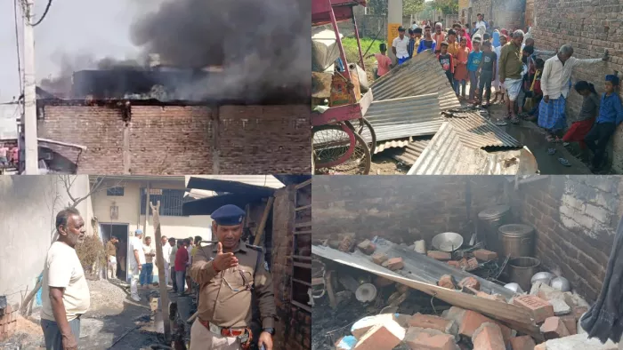 गैस सिलेंडर के लीक होने से भीषण आग, एक बच्चे की मौत और दूसरा घायल (जागरण)