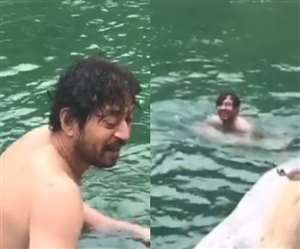 ठंडे पानी में गोते खाते इरफान खान, बेटे बाबिल खान ने शेयर किया थ्रोबेक वीडियो 