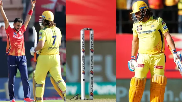 MS Dhoni हुए गोल्डन डक का शिकार, हर्षल पटेल ने स्पेशल क्लब में मारी एंट्री