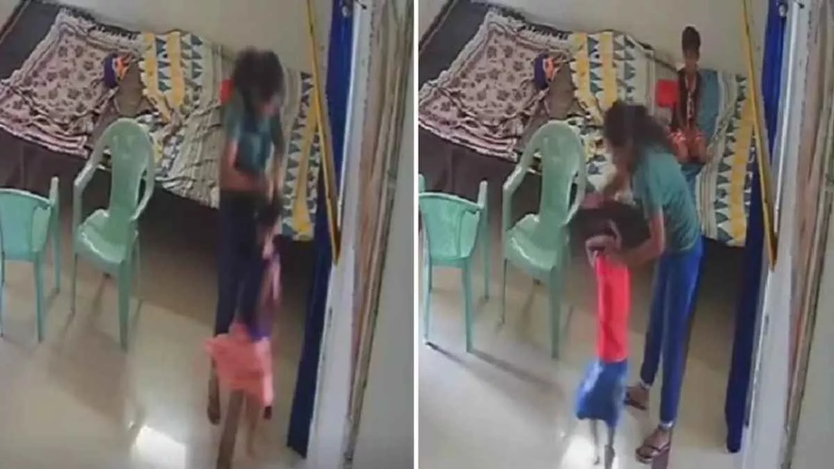 Chhattisgarh: एडॉप्शन सेंटर में बच्चों से हैवान‍ियत, मह‍िला ने बुरी तरह  पीटा-फर्श पर पटका; VIDEO वायरल - chhattisgarh kanker Woman thrashes two  kids at adoption centre caught on CCTV ...