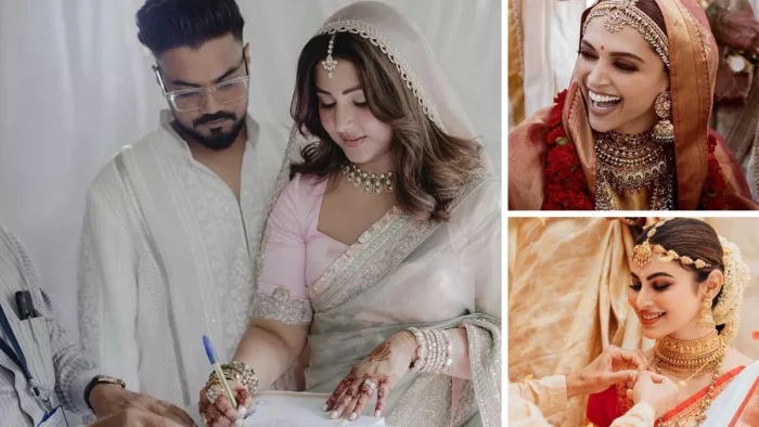 Hina Khan wedding saree look: इन एक्ट्रेसेस ने भी शादी में पहनी थी साड़ी। (Image Credit- Instagram)