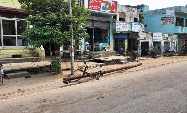 dilapidated electric pole fell supply interrupted