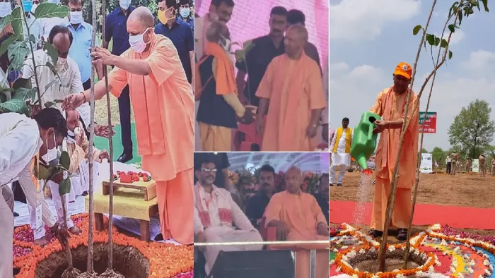 चित्रकूट में मुख्यमंत्री योगी आदित्यनाथ ने पौधा रोपा।