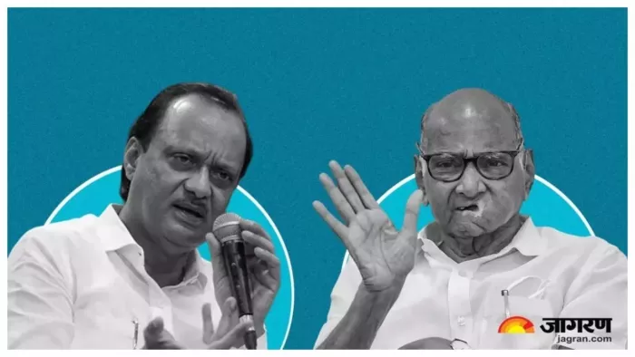 अजित पवार गुट ने एनसीपी और चुनाव चिह्न पर ठोका दावा।