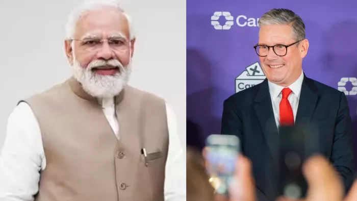 प्रधानमंत्री नरेंद्र मोदी और कीर स्टर्मर। (फोटो- फाइलः)