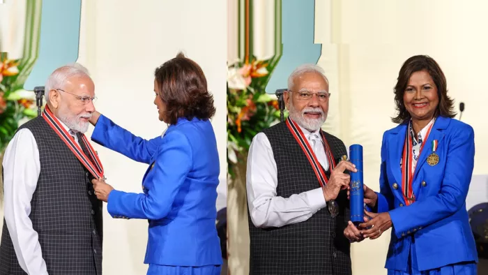 पीएम मोदी को त्रिनिदाद और टोबैगो के सर्वोच्च नागरिक सम्मान से किया गया सम्मानित (फोटो- एक्स)