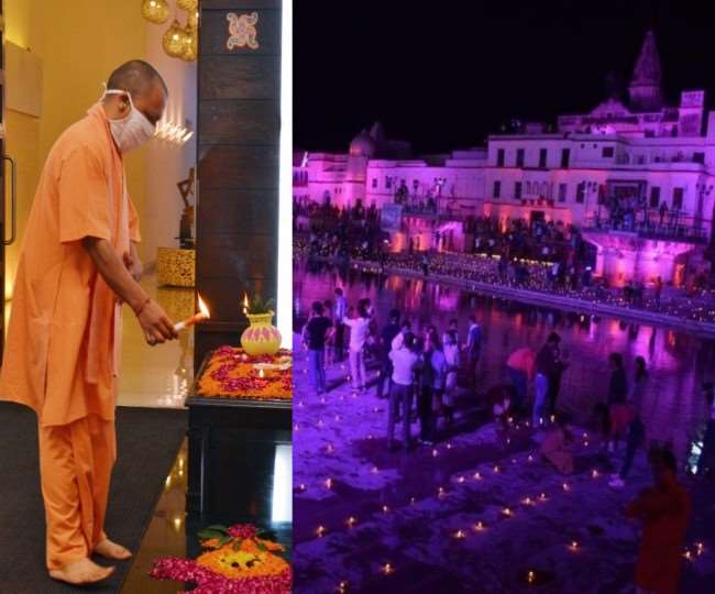 Ram Mandir Bhumi Pujan : पीएम मोदी ने अयोध्या में रखी श्रीराम मंदिर की आधारशिला, दीप जला लोगों ने मनाया उत्सव