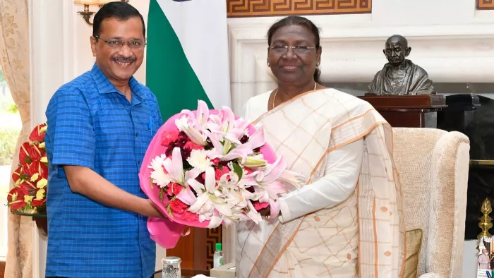 सीएम अरविंद केजरीवाल आज शाम को करेंगे राष्ट्रपति द्रौपदी मुर्मू से मुलाकात (Photo Credit- ANI)।