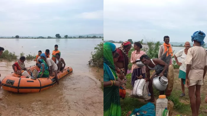 झारखंड के गढ़वा में सोन नदी में आई बाढ़ में फंसे दर्जनभर लोग। (सांकेतिक फोटो)