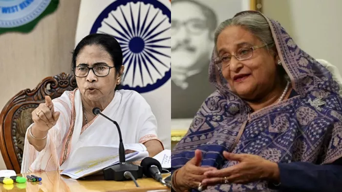 बंगाल की मुख्यमंत्री ममता बनर्जी और शेख हसीना । फाइल फोटो।