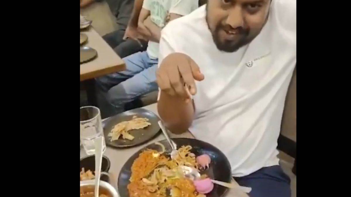 gorakhpur restaurant veg thali incident youth caught planting bone on camera