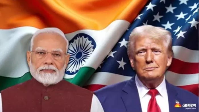 ट्रंप ने दी शुल्क बढ़ाने की धमकी तो भारत ने दिया करारा जवाब।(फोटो सोर्स: जागरण ग्राफिक्स)