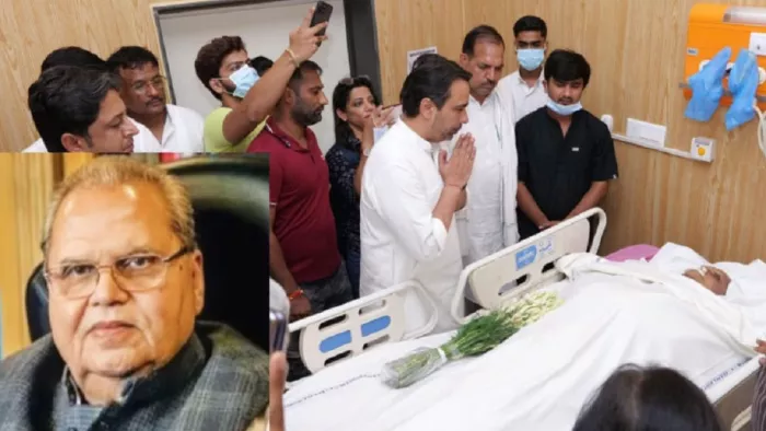 दिल्ली में पूर्व राज्यपाल सत्यपाल मलिक को श्रद्धांजलि देने पहुंचे जयंत चौधरी। इंसेट में सत्यपाल मलिक का फाइल फोटो