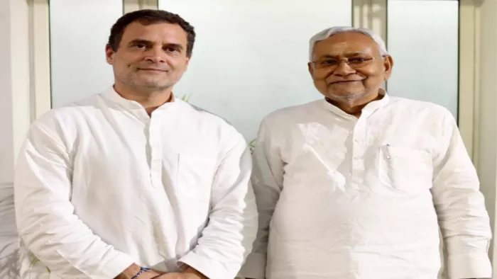 दिल्ली में कांग्रेस नेता राहुल गांधी के साथ मुख्यमंत्री नीतीश कुमार