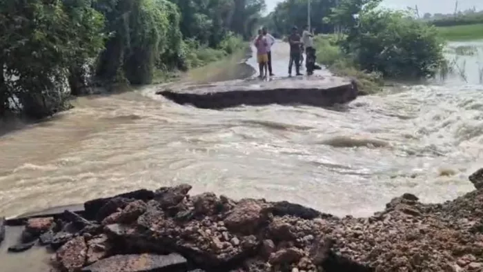 यमुना में आई बाढ़ से नदी पार के 15 गांव का संपर्क टूटा। जागरण