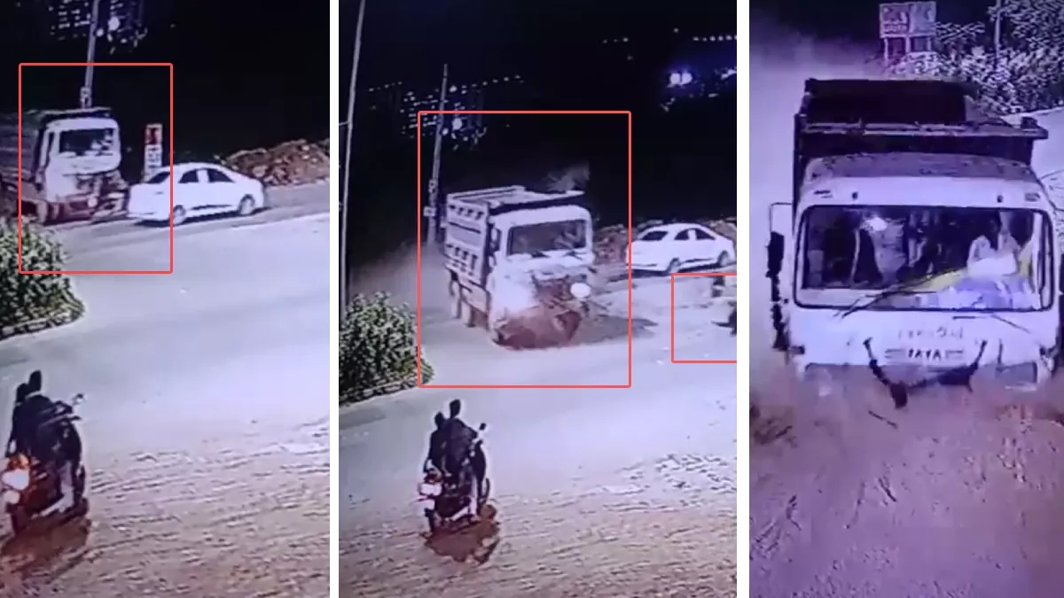 Video: अहमदाबाद में तेज रफ्तार डंपर ने स्कूटी सवार दंपती को मारी टक्कर, गंभीर हालत में इलाज जारी