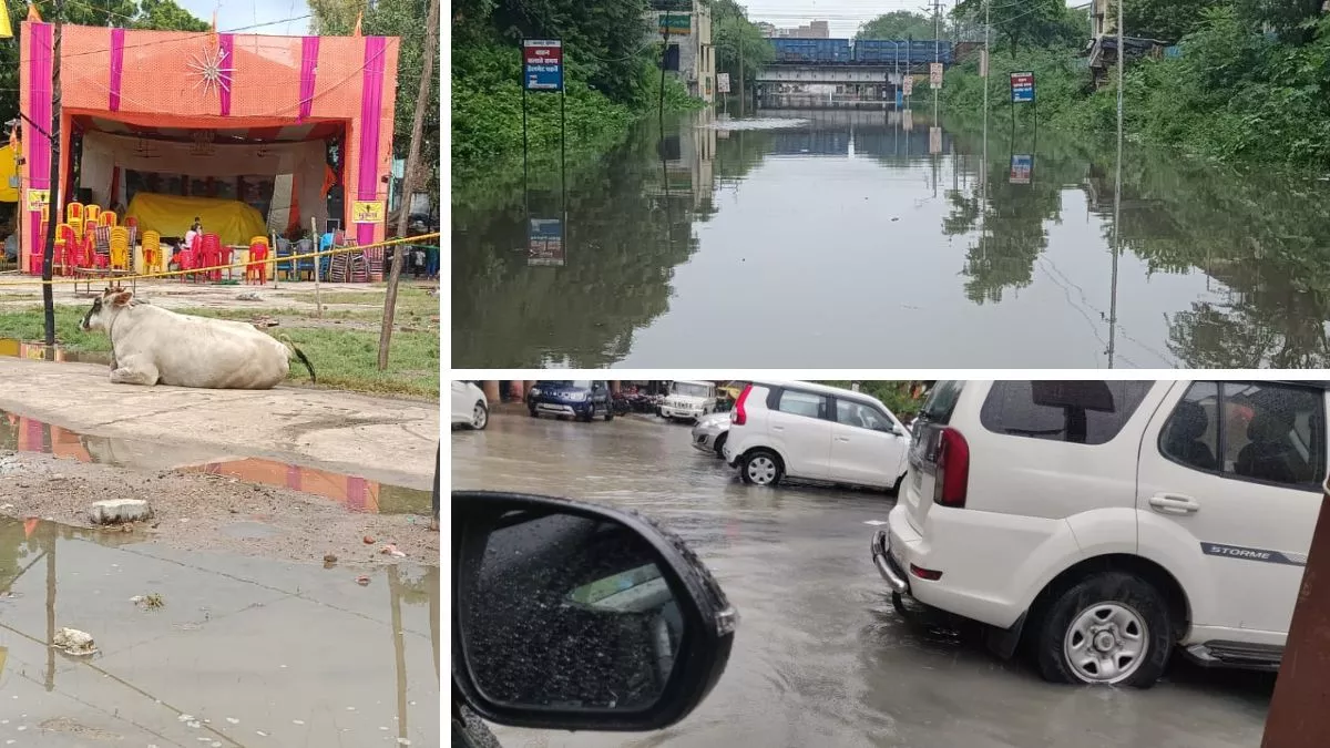 कानपुर में आफत की बारिश : रामलीला दशहरा मेला ग्राउंड में भरा पानी, मोहल्ले और सड़कें भी हुईं जलमग्न