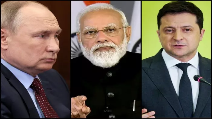 व्लादिमीर पुतिन, पीएम मोदी और जेलेंस्की की फाइल फोटो