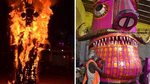 Dussehra News: आगरा के रामलीला मैंदान में इसी तरह से जलता है रावण का पुतला।