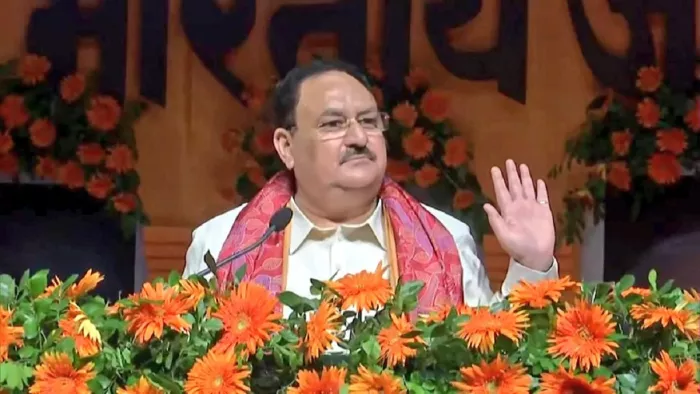 पटना स्थित बापू सभागार में संबोधित करते भाजपा के राष्ट्रीय अध्यक्ष जेपी नड्डा।