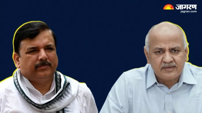 आम आदमी पार्टी के राज्यसभा सांसद संजय सिंह और आप नेता मनीष सिसोदिया।