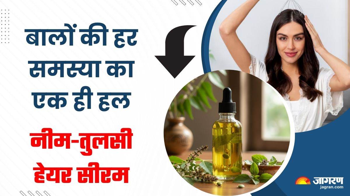 diy neem and tulsi hair serum for dandruff and hair growth