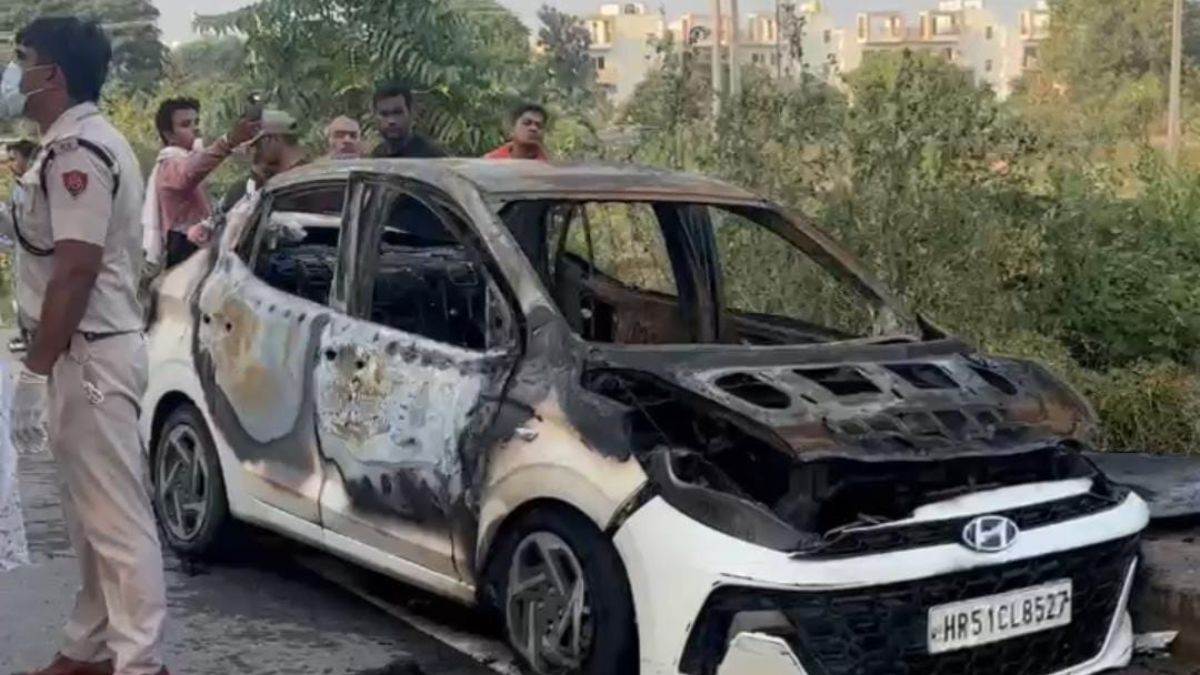 ncr faridabad cng leak kills man in burning car