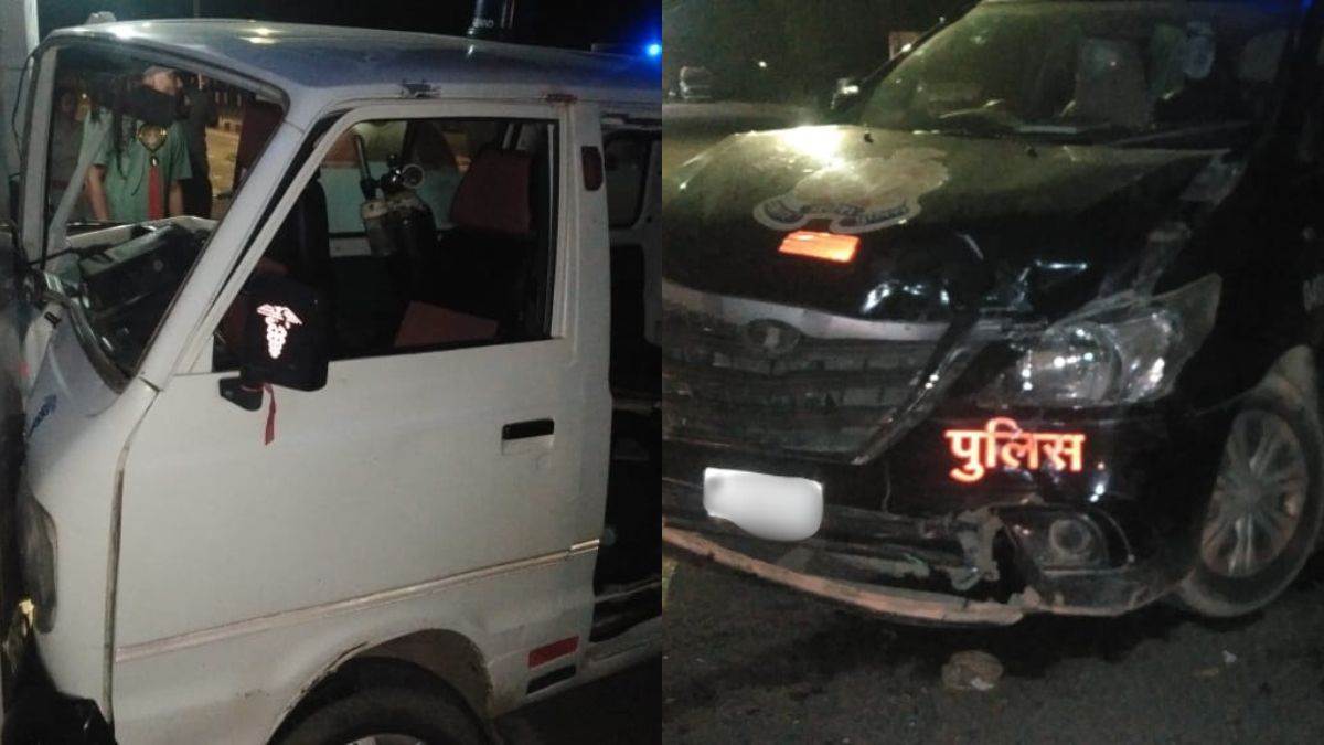 speeding ambulance crashes into prv hits temple wall in lucknow