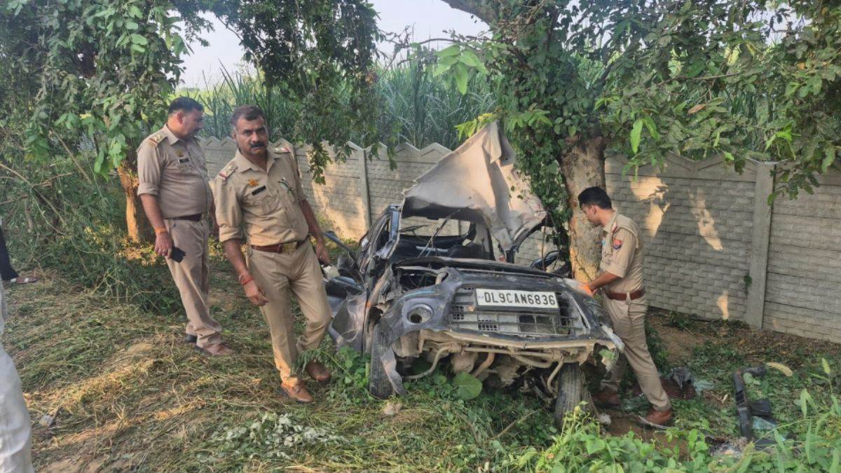 meerut news alto car accident kills driver two injured