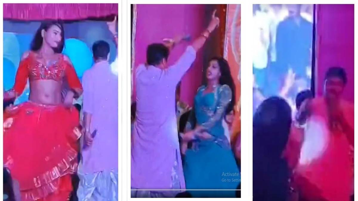 kanpur news obscene dance on ramlila stage bjp leaders video viral