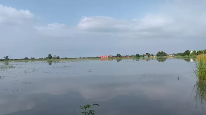 काव नदी दूसरे दिन भी उफान पर। (फोटो जागरण)