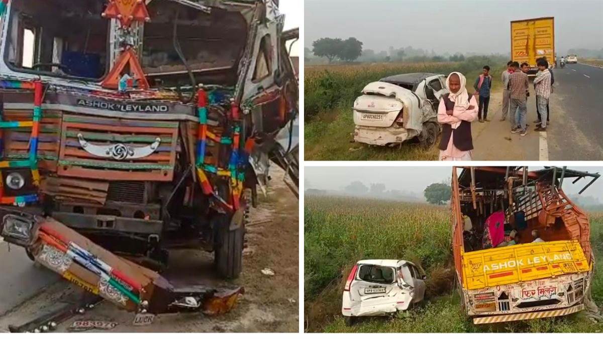 uncontrollable truck hit several vehicles on aligarh etah highway more than 12 injured