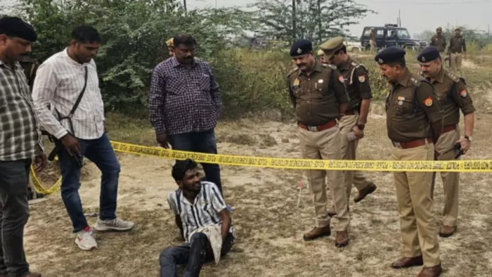 मैनपुरी पुलिस ने मुठभेड़ के बाद गिरफ्तार किया बदमाश।